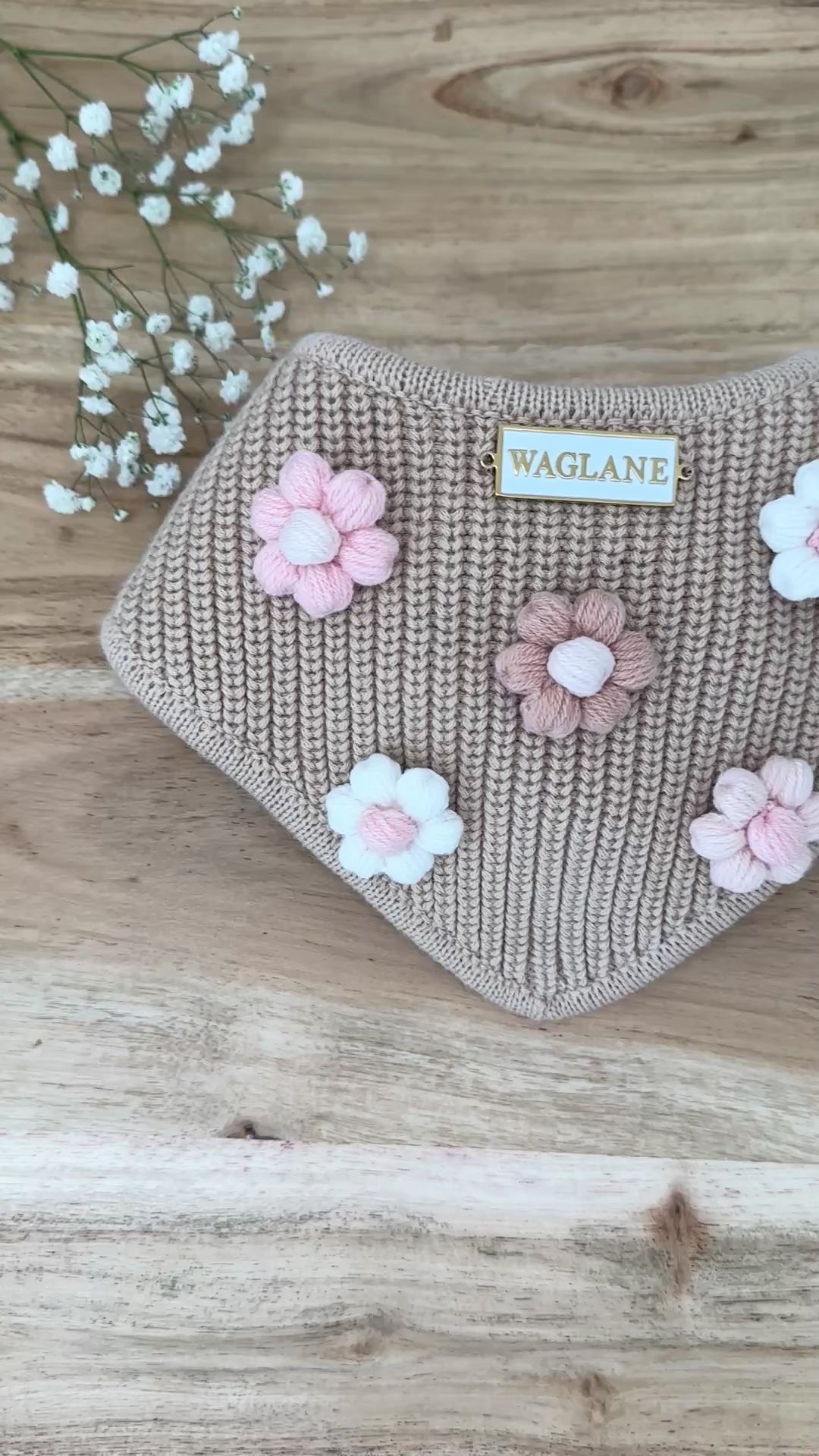 Apricot Flower Applique Dog Bandana